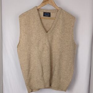 VINTAGE Jantzen Men's Large Tan Wool Sweater Vest